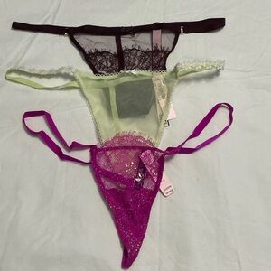 Victoria's Secret Lace Panties Set - Black, Green, Pink
